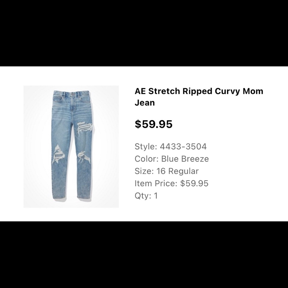 Curvy mom jean from American eagle